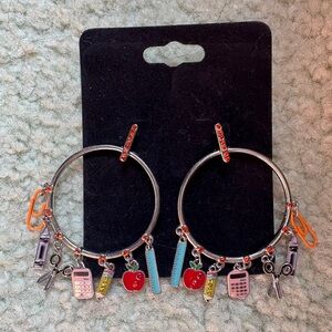 Teacher Charm Hoop Earrings